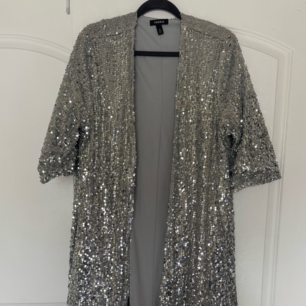 Torrid Silver Sequin Cardigan / Kimono